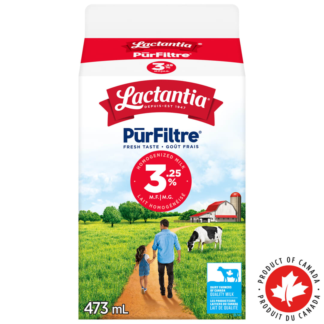 Lactantia PurFiltre Homogenized Milk 3.25%, 473mL