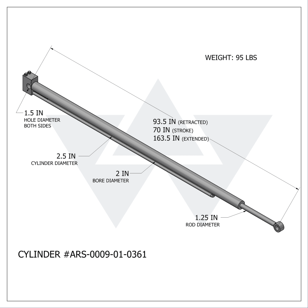 Wastebuilt® Replacement for Ariozan Refuse Systems In/Out Cylinder (2" X 1.25" X 70")