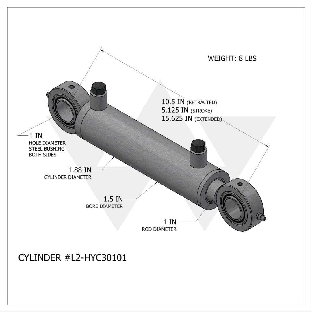 Wastebuilt® Replacement for Labrie Standard Grip Cylinder (Passenger Side) (1.5" X 1" X 5.125")
