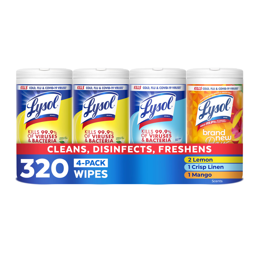 LYSOL® Disinfecting Wipes - (2 Lemon + 1 Brand New Day Mango & Hibiscus + 1 Crisp Linen) 3/(4x80) ct.
