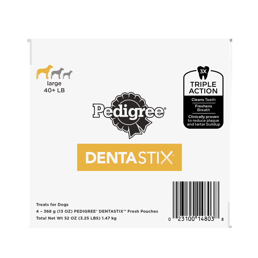 PEDIGREE DENTASTIX Dental Dog Treats for Large Dogs Fresh Flavor Dental Bones, 52 oz. Multipack (60 Treats)
