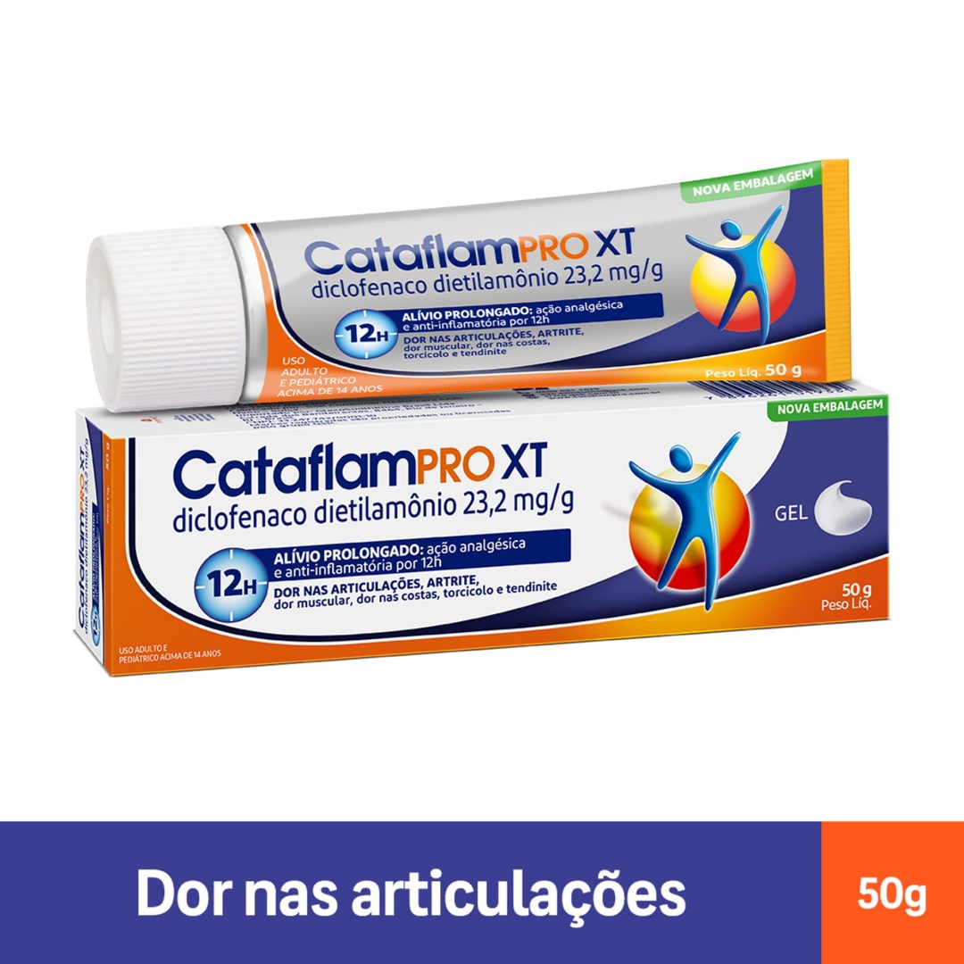 CataflamPRO XT Emulgel 12 horas Analgésico Anti-Inflamatório para Tratamento da Inflamação Muscular e Dor nas Articulações com 50g