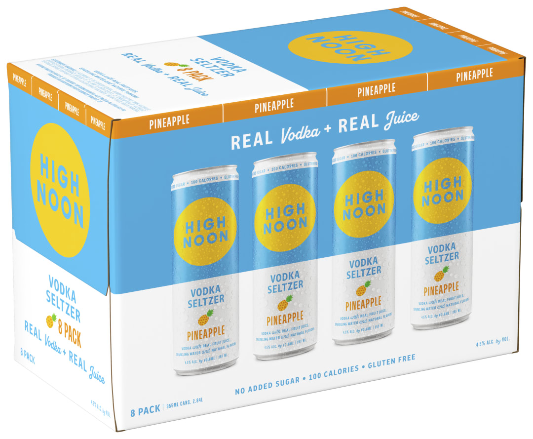High Noon Pineapple Vodka Hard Seltzer 355ml Can 8 Pack