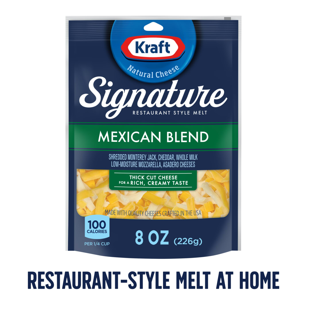 Kraft Natural Signature Mexican Blend Thick Shredded Cheese, 8 oz Bag