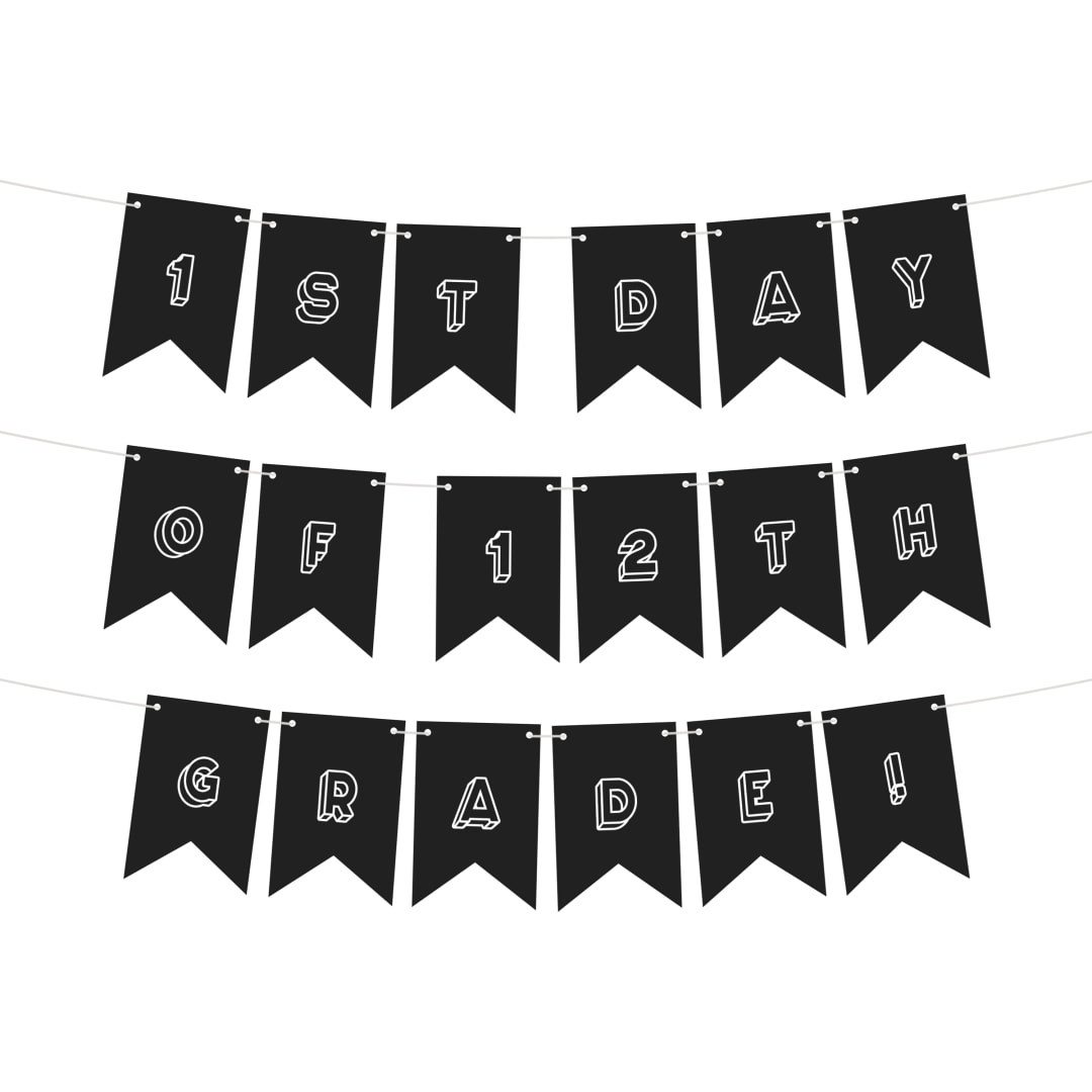 DIY Customizable Black Paper Pennant Banner, 10 ft