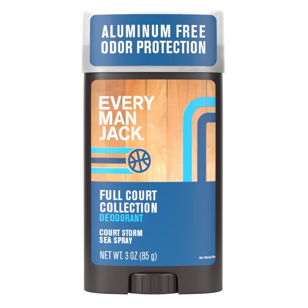 Every Man Jack Full Court Collection Court Storm Sea Spray Men’s Deodorant - Stay Fresh with Aluminum Free Deodorant For all Skin Types - Odor Crushing, Long Lasting, with Naturally Derived Ingredients - 3 oz