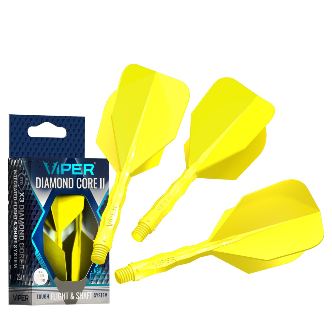 Viper Diamond Core II Integrated Dart Flight & Shaft System - InBetween Shaft, Standard Flight - Neon Yellow