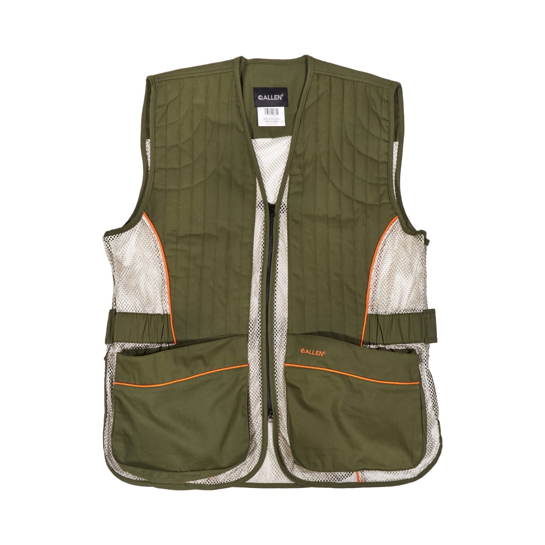 Allen Company Ace Shooting Range Vest with Moveable Shoulder Pad, Unisex, X-Large/2-XL - Olive/Tan