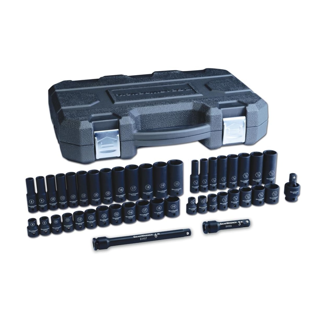 44 Piece 3/8" Drive 6 Point Standard &amp; Deep Impact SAE/Metric Socket Set