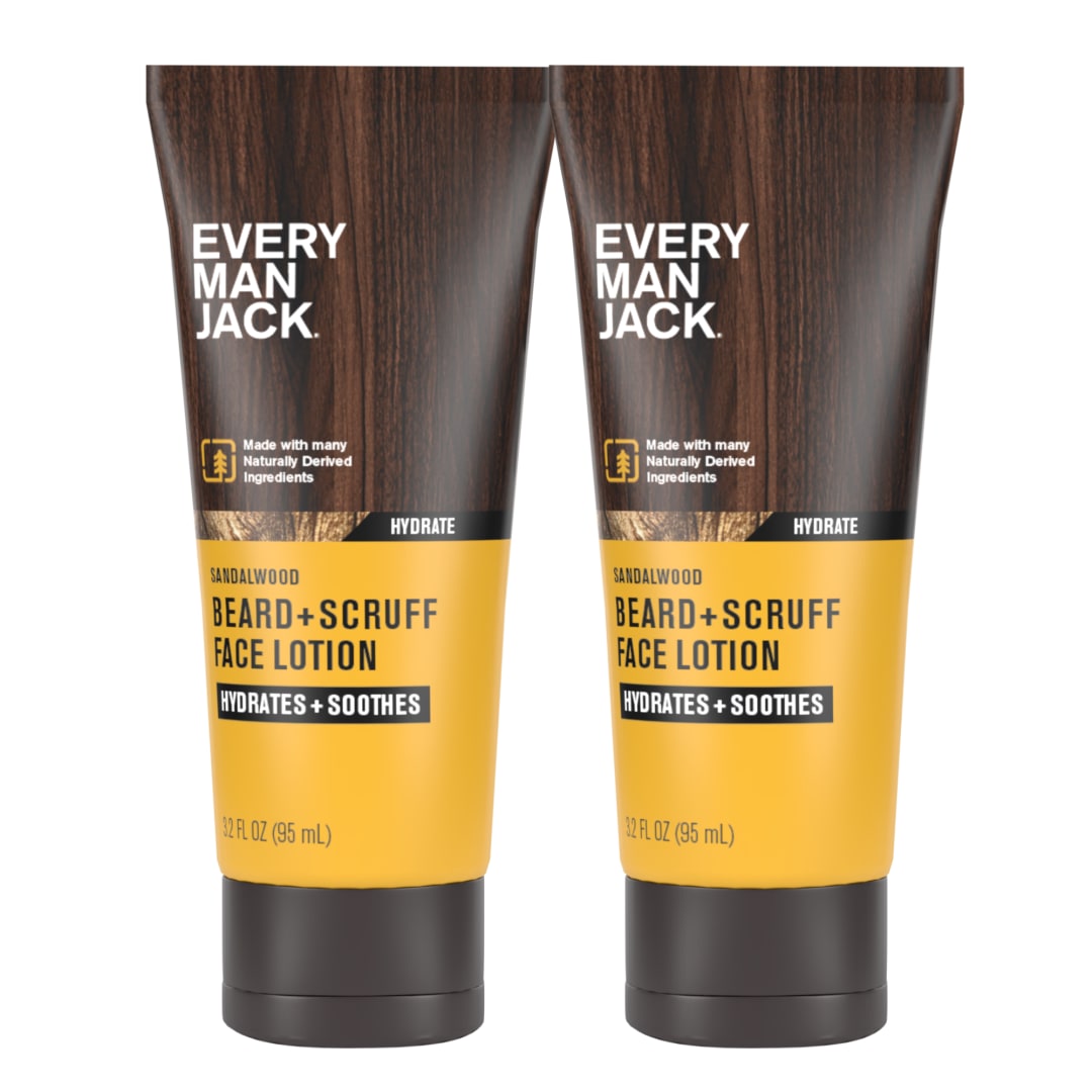 Every Man Jack Beard + Face Recovery Lotion - Moisturizes Relieves Dry Skin and Beard Itch - Light Sandalwood Scent - Made w/Naturally Derived Ingredients like Coconut Oil, and Witch Hazel - 3.2oz