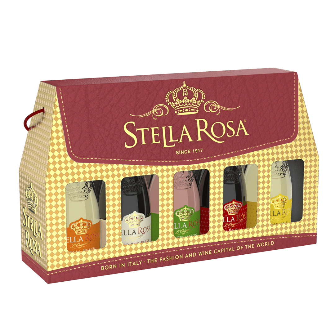 Stella Rosa Handbag Semi-Sparkling Wine Assortment Gift Pack VAP 2026, 5Pk 187 ml