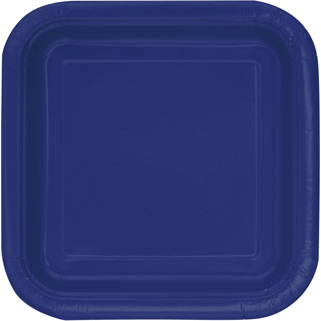 True Navy Solid Square 9" Dinner Plates, 14ct