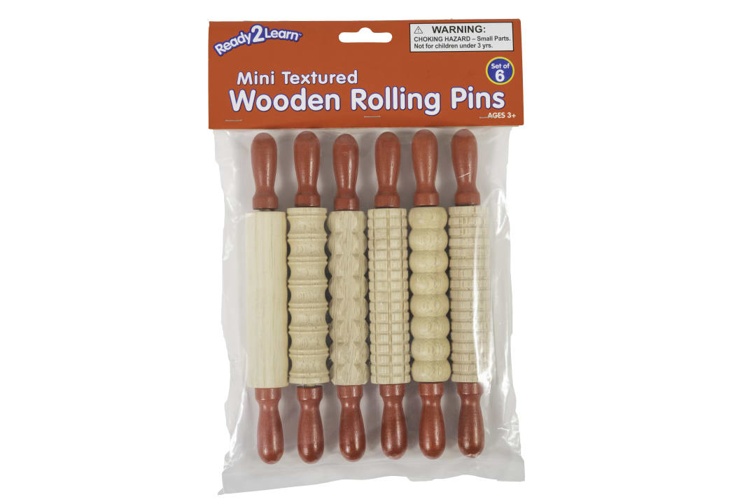 Mini Textured Wooden Rolling Pins - Set of 6