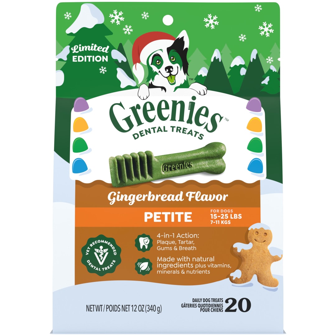 GREENIES Gingerbread Flavor Petite Dental Dog Treats, 12 oz. Pack (20 Count)
