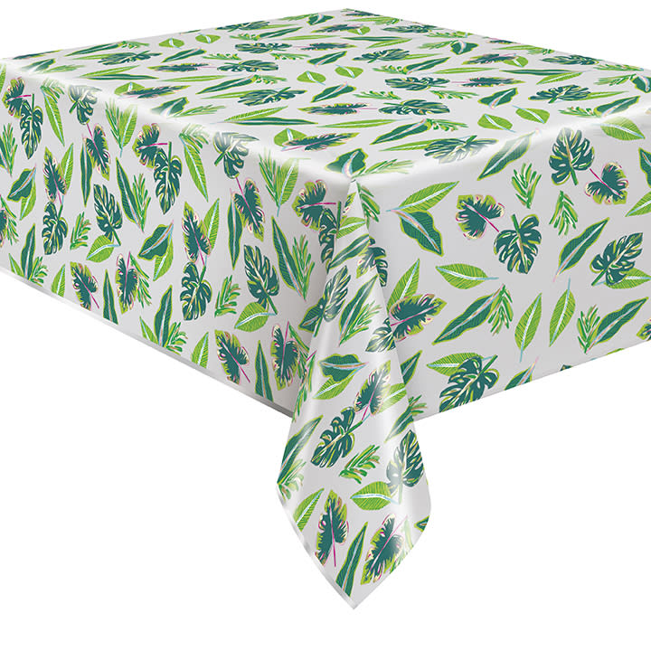 Tropical Leaves Rectangular Foil Table Cover, 54" x 84"