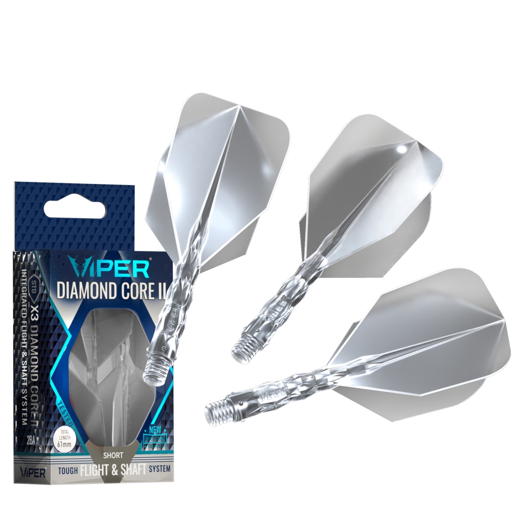 Viper Diamond Core II Integrated Dart Flight & Shaft System - Short Shaft, Standard Flight - Clear