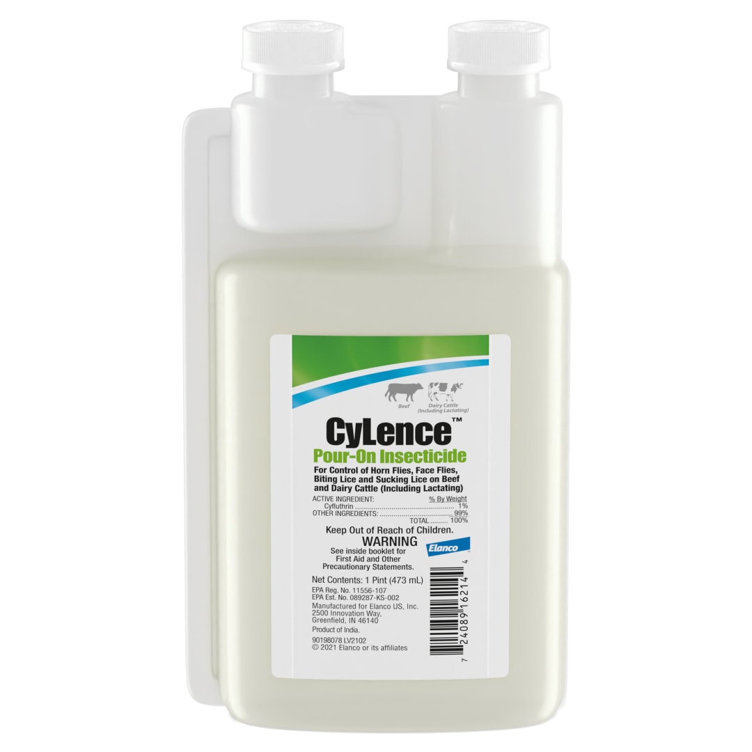CyLence Pour-On Insecticide | Controls Flies & Lice | Ready-To-Use Solution for Beef & Dairy Cattle | 1 Pint