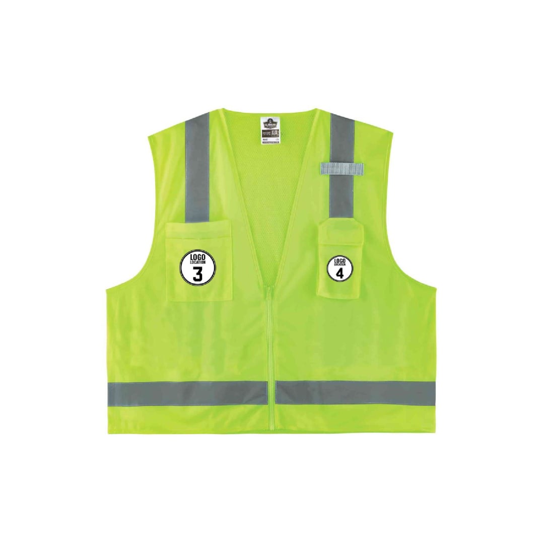 GloWear 8249Z Hi-Vis Surveyor Vest - Type R, Class 2, Zipper, 4 Pockets