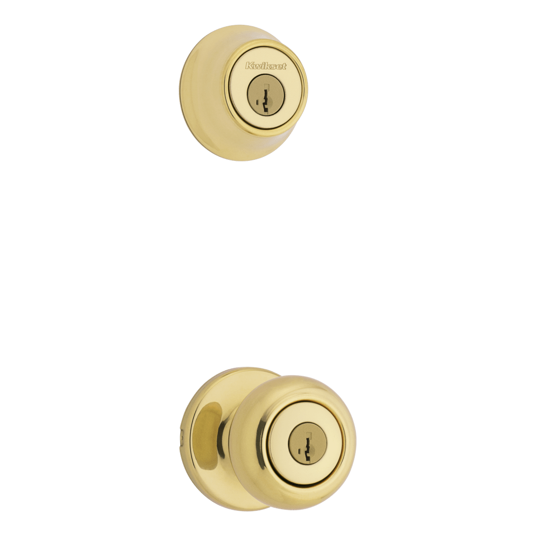 Cove Keyed Entry Combo Pack with Deadbolt in Polished Brass featuring SmartKey Security