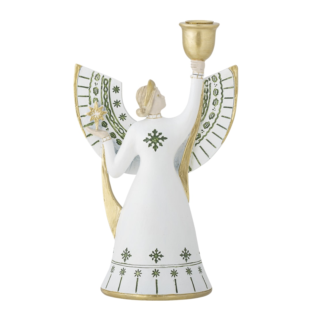 82062869 - Evangeline Candle Holder, White, Polyresin STOCK: 300