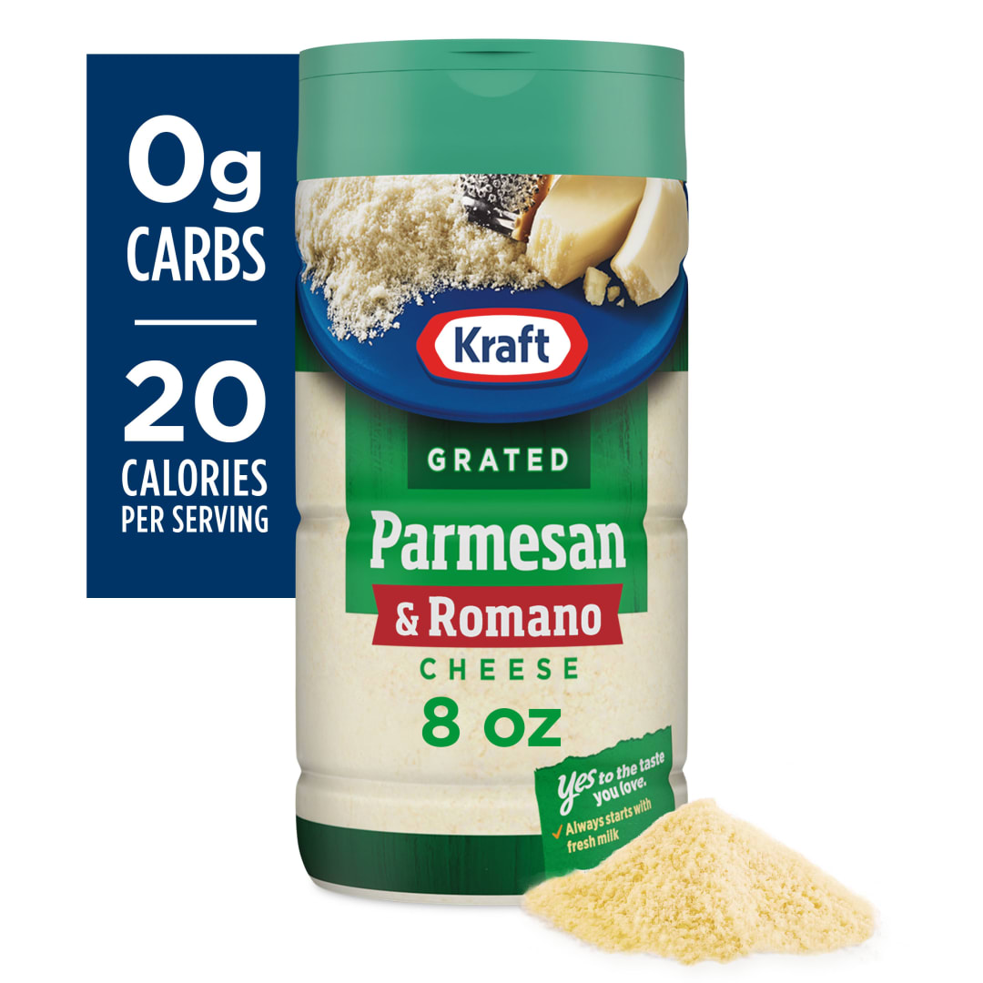 Kraft Natural Grated Parmesan and Romano Cheese Shaker, 8 oz Bottle