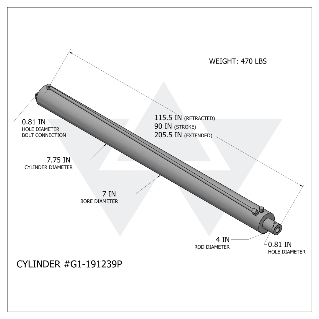 Galbreath™ Double Acting Winch Cylinder (7" X 4" X 90")