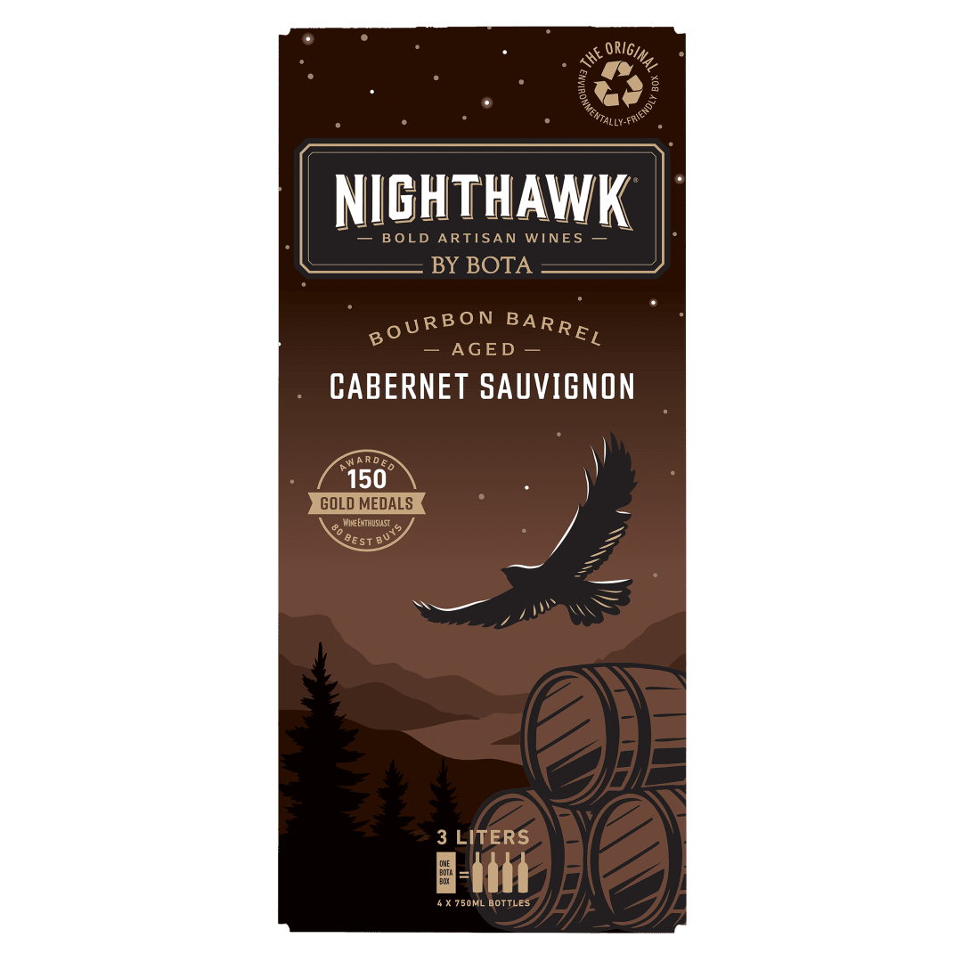 Nighthawk by Bota Box Bourbon Barrel Cabernet Sauvignon Red Wine, 3L (4 x 750ml Glass Bottles), 14.5% ABV