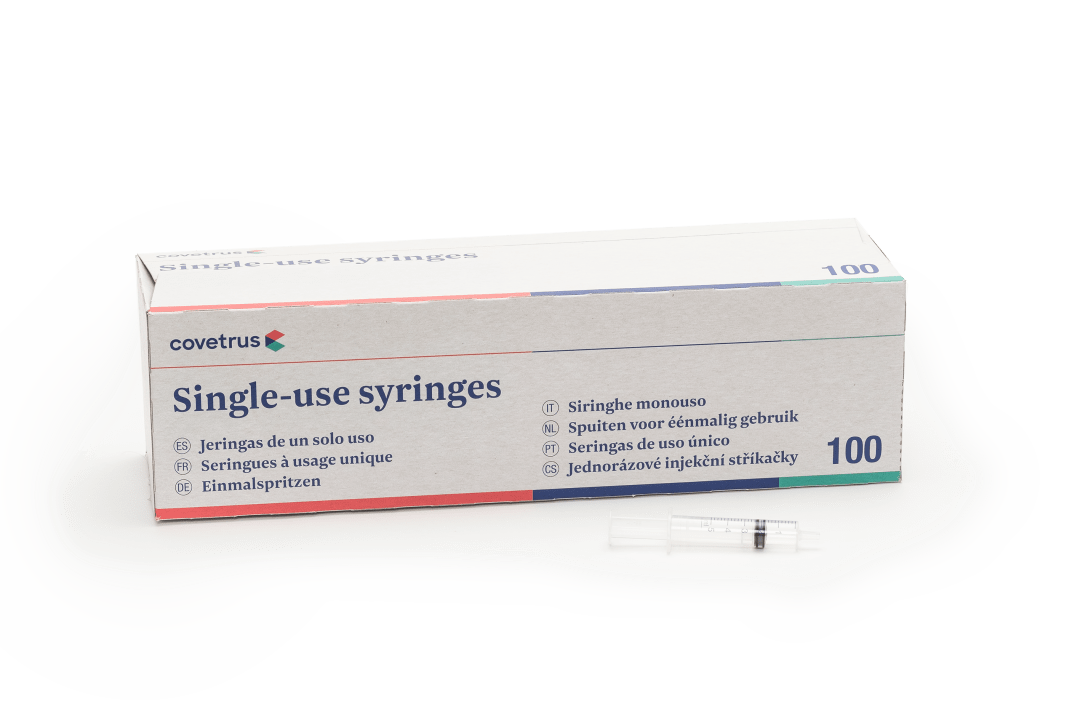 Covetrus 3-Part Luer Centric Syringe, White, 5mL, Sterile