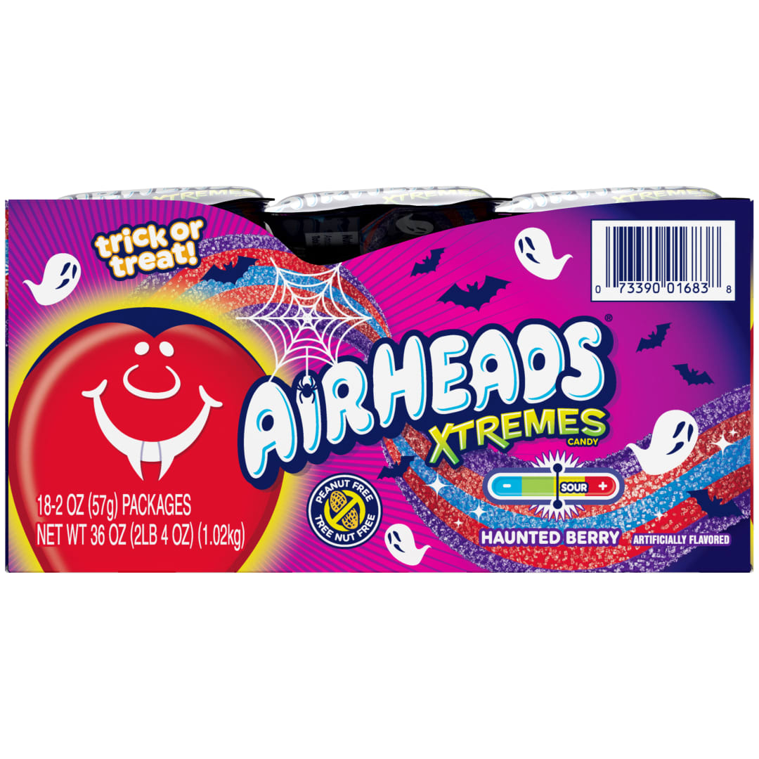 Airheads Xtremes Belts Haunted Berry 2 oz Halloween Theme Trays - 18 Pack