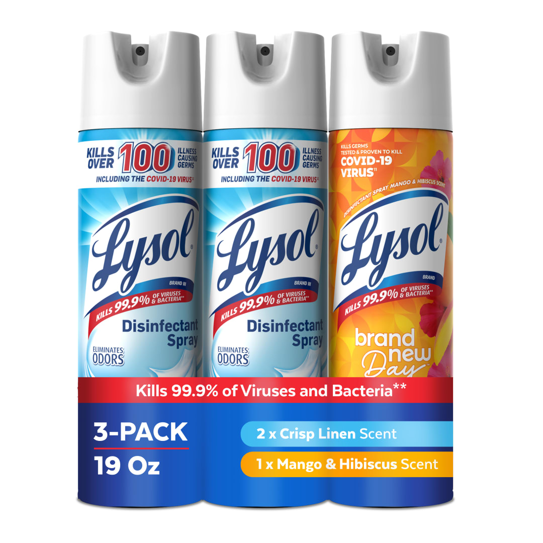 LYSOL® Disinfectant Spray - (2 Crisp Linen + 1 Brand New Day Mango) 5/(3x19) oz.