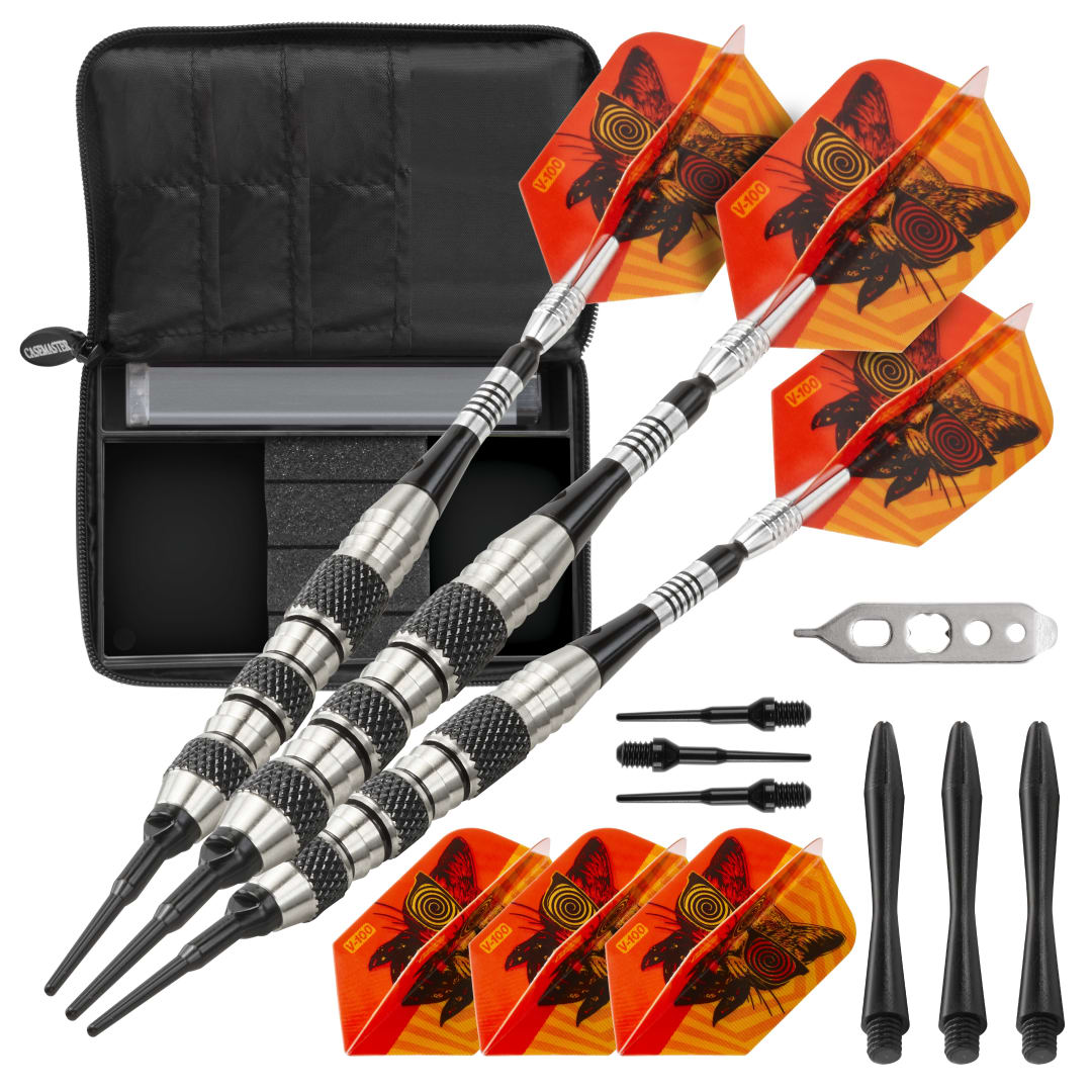 Viper The Freak Soft Tip Darts Knurled and Shark Fin Barrel 18 Grams and Casemaster Select Blue Nylon Dart Case