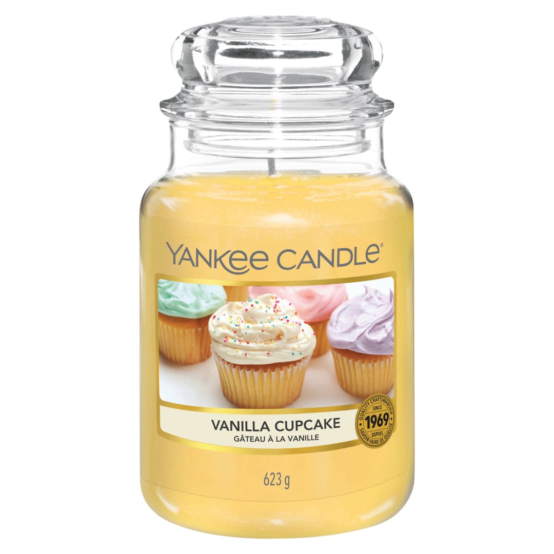 Yankee Candle Vela aromática en tarro grande de Vanilla Cupcake | Velas de larga duración: hasta 150 h | Regalos perfectos para mujeres