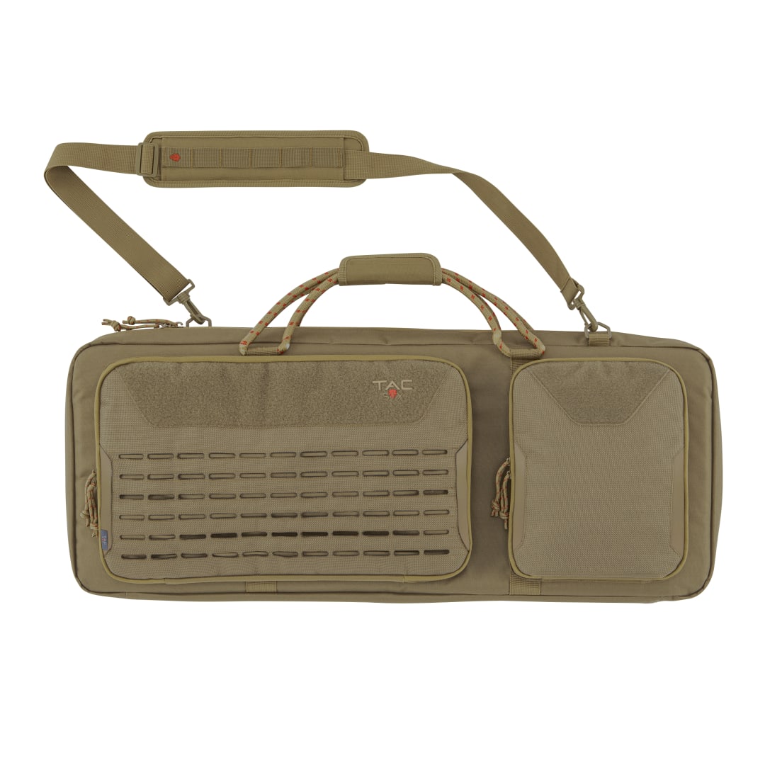 Tac-Six™ Lockable Squad 32" Tactical Gun Case, Laser Cut Molle Front, Coyote