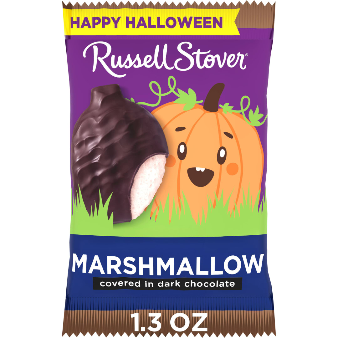 RUSSELL STOVER Halloween Dark Chocolate Marshmallow Candy Bar Pumpkin, 1.3 oz.