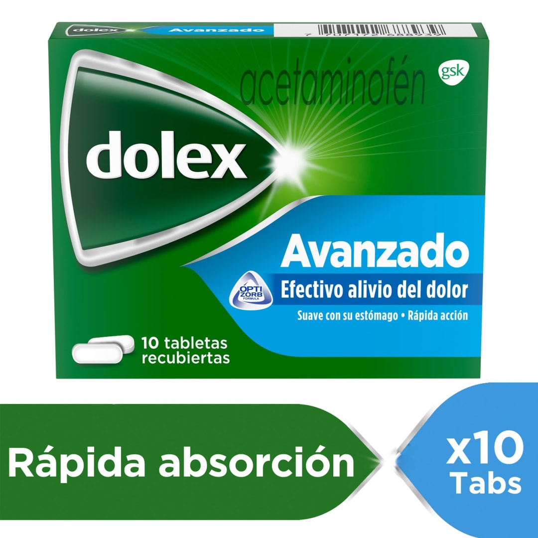 Dolex Acetaminofen Avanzado Alivio Eficaz del Dolor y la Fiebre x 10 Tabs