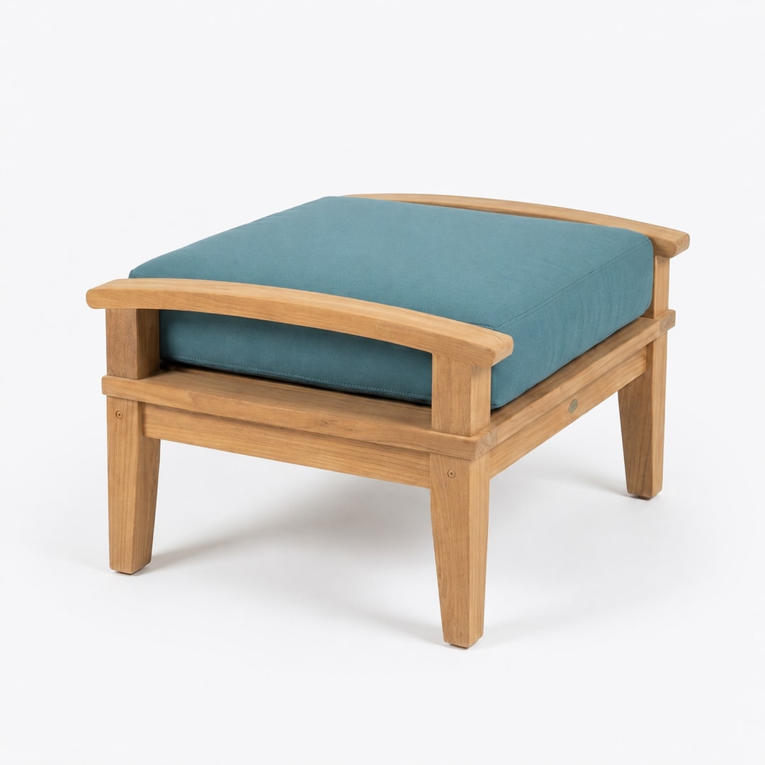 Teak Outdoor Patio Ottoman with Cushion