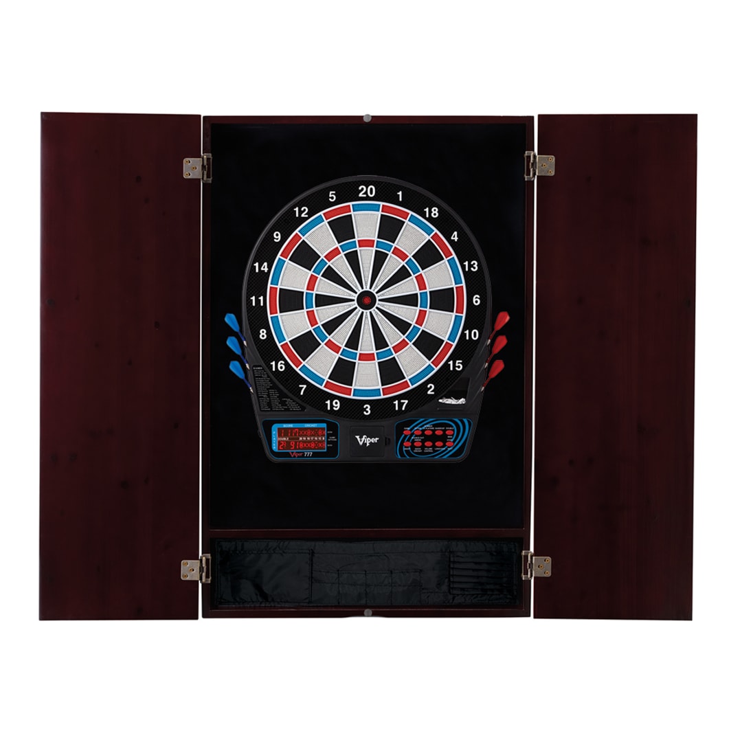 Viper Metropolitan Mahogany Soft Tip Dartboard Cabinet and Viper 777 Electronic Dartboard