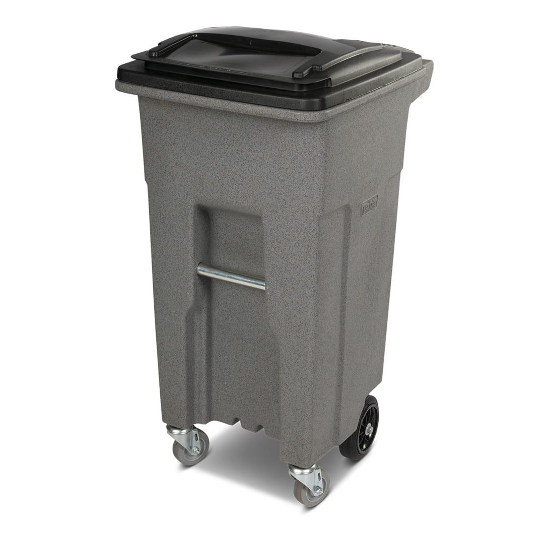 Toter 32 Gal. Graystone Trash Can with Wheels and Lid (2 caster wheels 2 stationary wheels)