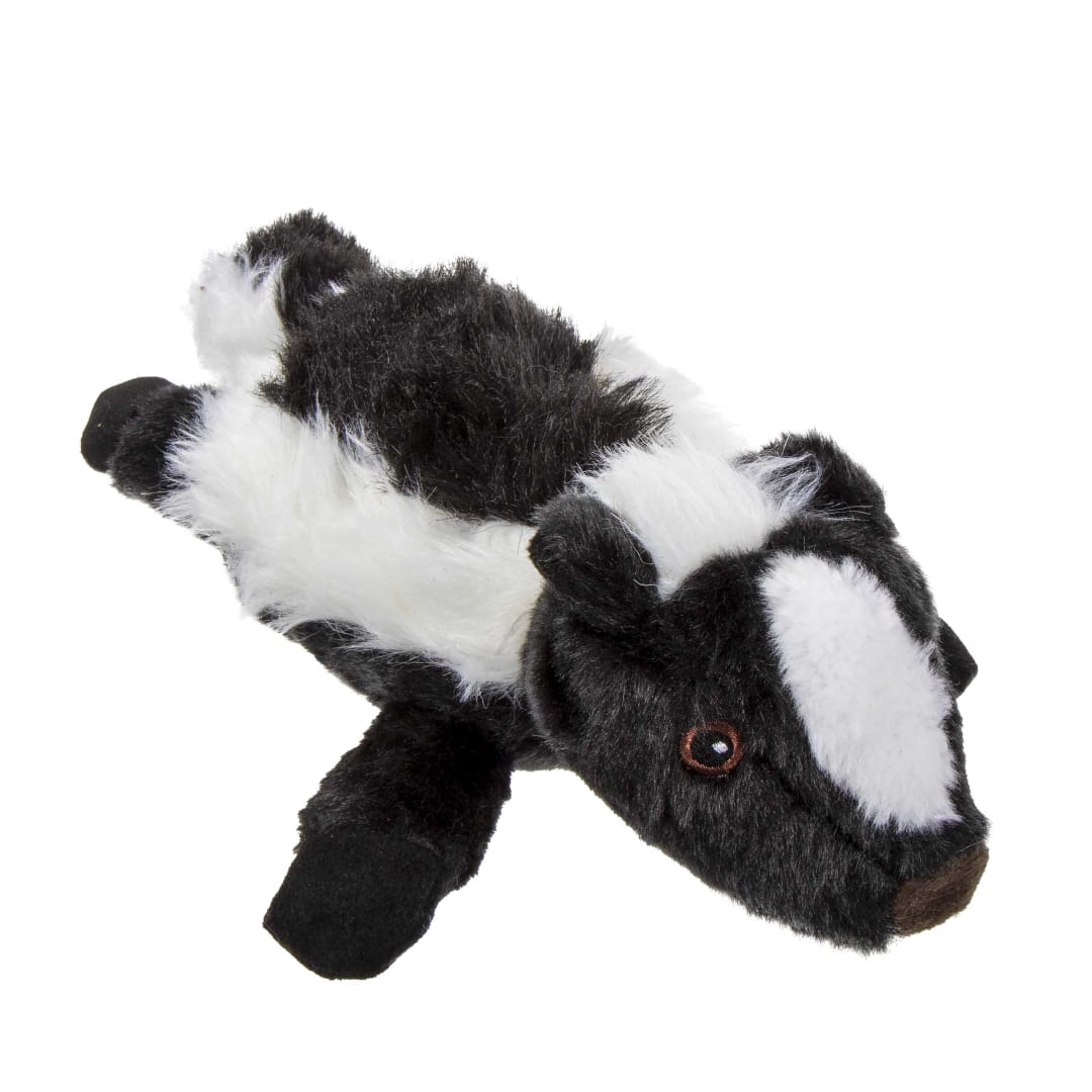 goDog Flatz Skunk Squeaky Plush Flattie Dog Toy With Chew Guard Technology, Black, Large