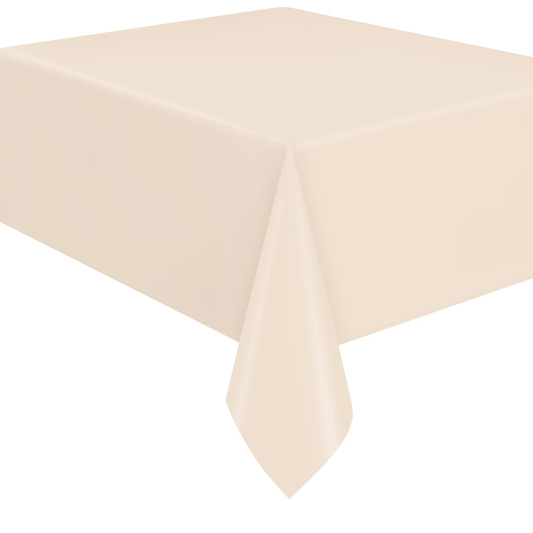 Vanilla Cream Solid Flannel-Backed Vinyl Table Cover, 54" x 108"