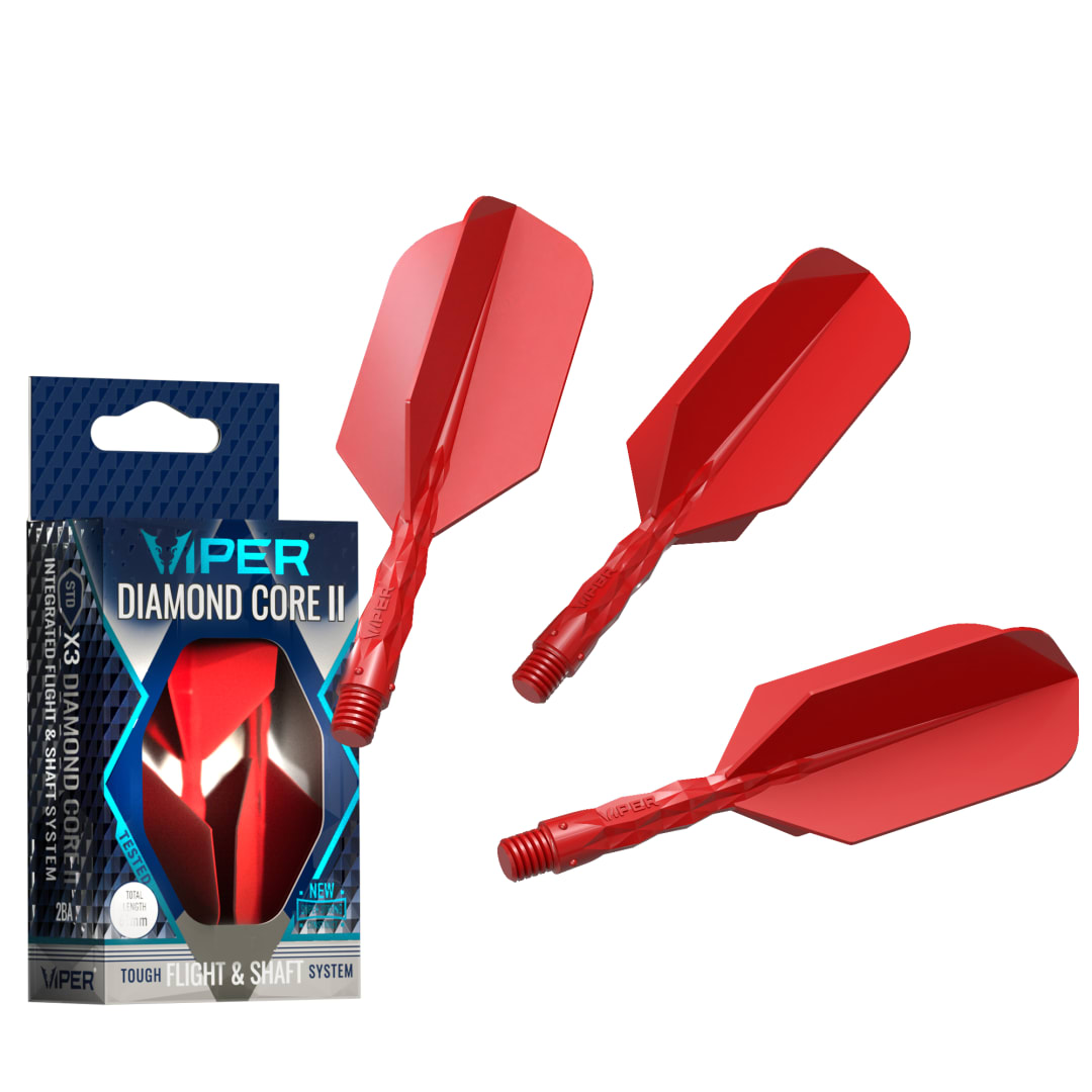 Viper Diamond Core II Integrated Dart Flight & Shaft System - Short Shaft, Slim Flight - Red