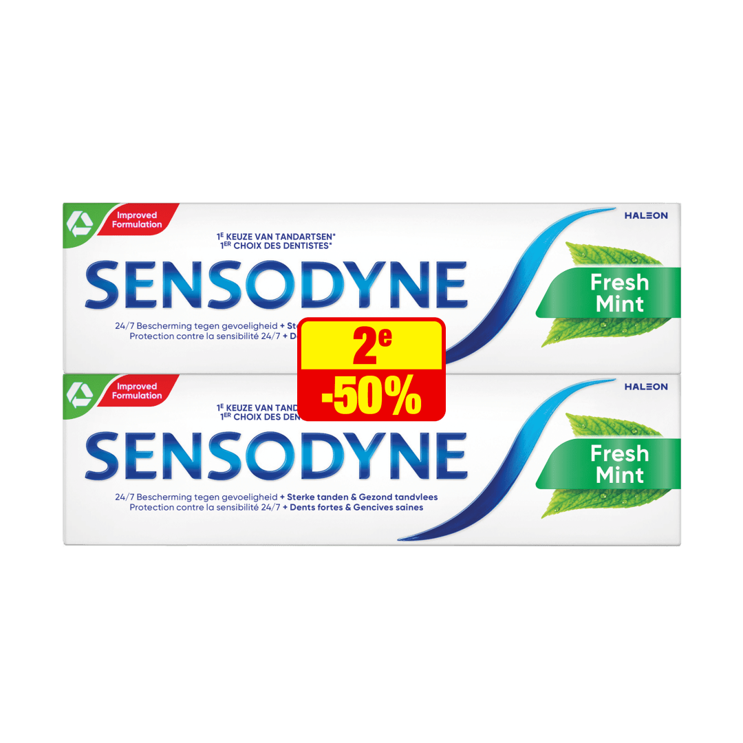 Sensodyne Fresh Mint Dentifrice - Promo pack - 2E -50%