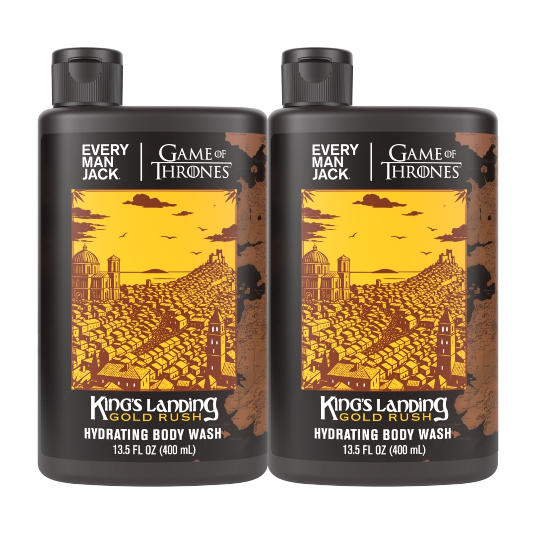 Every Man Jack Game of Thrones Collectors Body Wash - Clean Ingredients - King's Landing - Gold Rush Scent - 13.5 oz (Pack of 2)