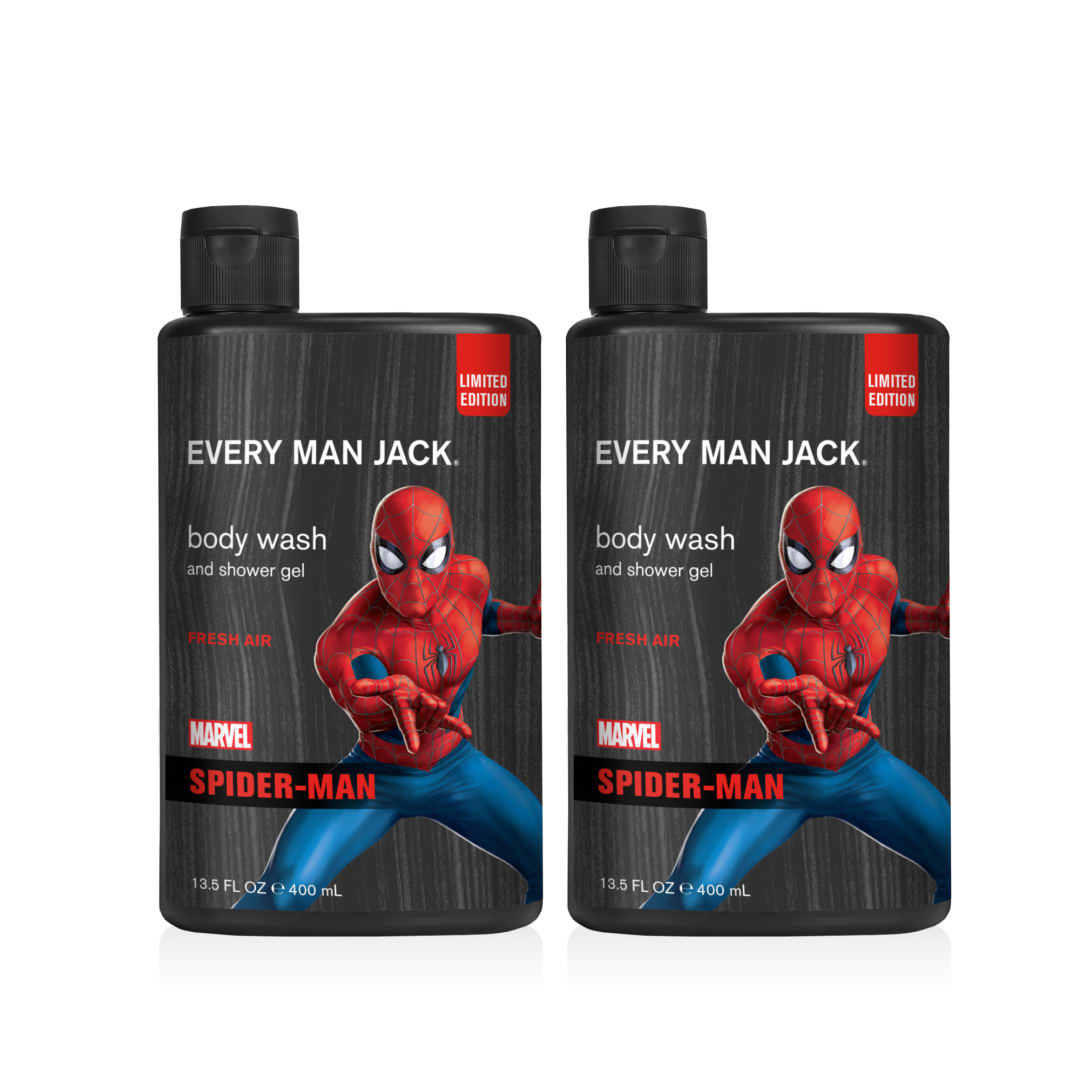 Every Man Jack Spider-Man Body Wash Gift for Men – Naturally Derived, Paraben & Dye Free – 13.5 fl oz (2 Pack)