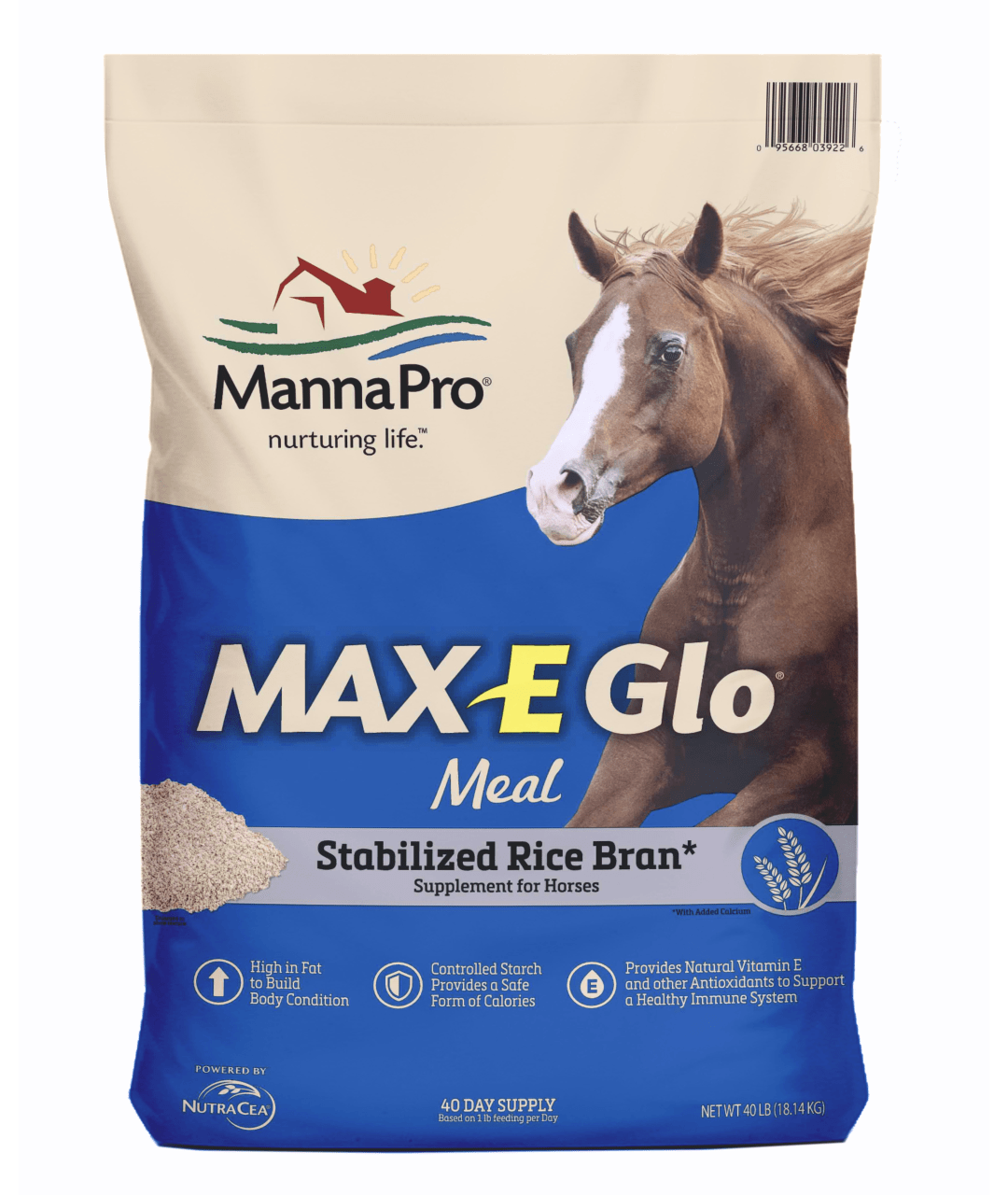 Manna Pro Max-E-Glo Stabilized Rice Bran, Meal, 40 lb