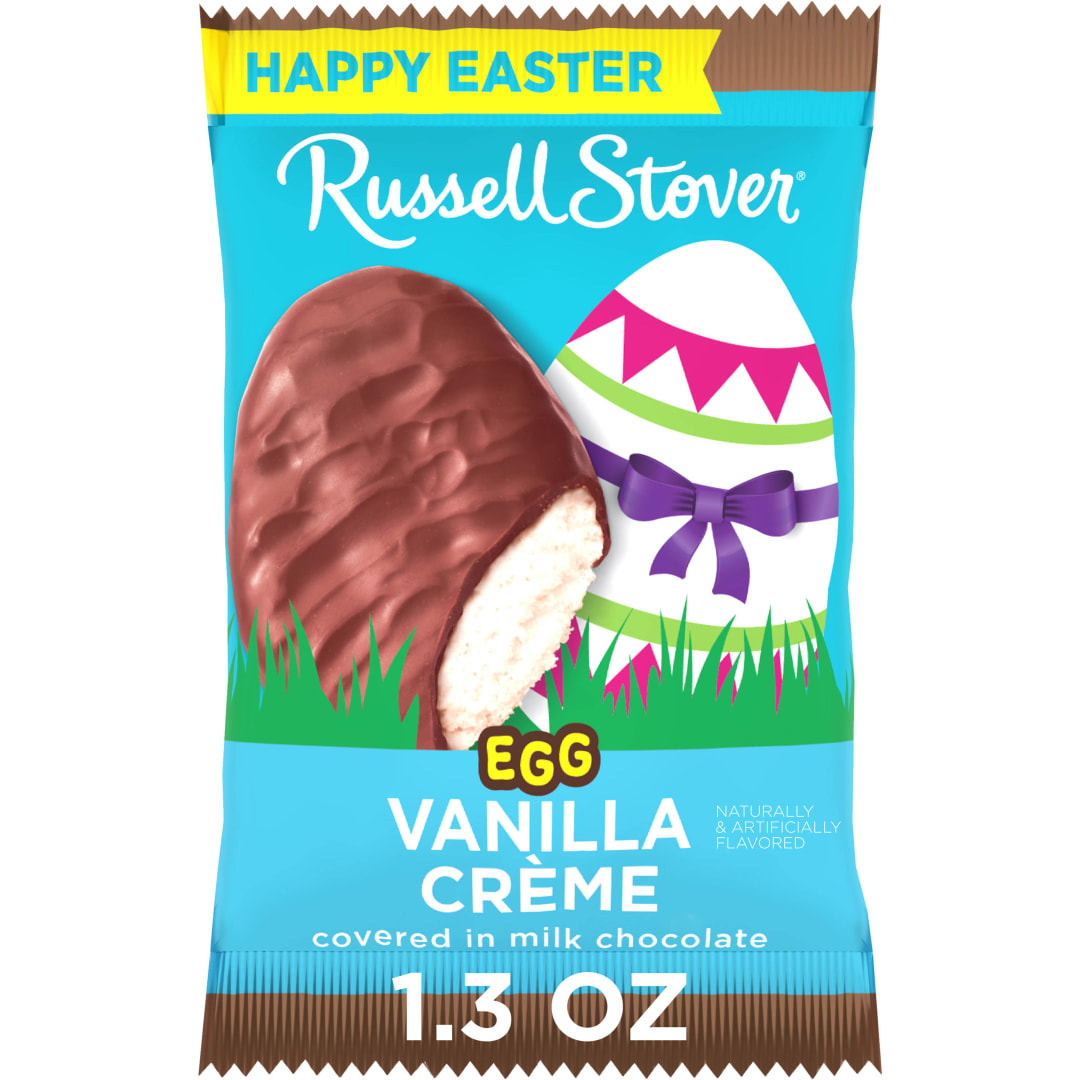 RUSSELL STOVER Easter Vanilla Crème Milk Chocolate Candy Easter Egg, 1.3 oz.