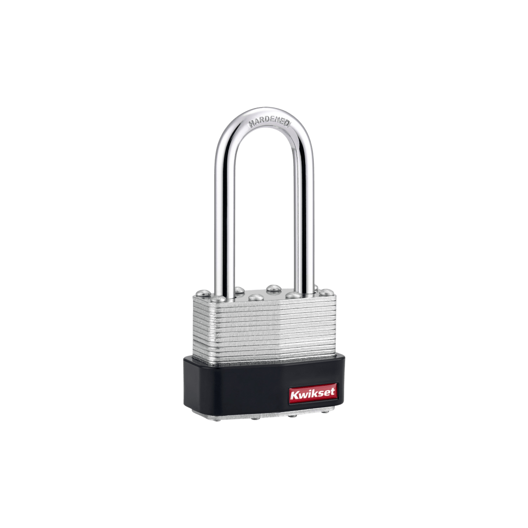 Kwikset Laminated Steel Padlock with Hardened Steel Shackle, 1-3/4 in Body, 2 in Shackle, 1 Pack