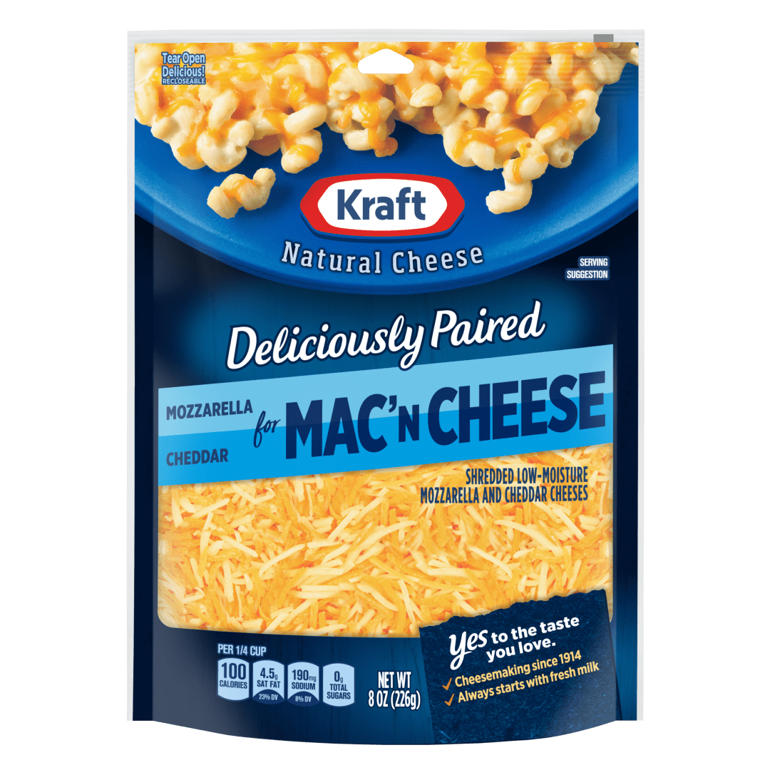 Kraft Expertly Paired Mozzarella &amp; Cheddar Shredded Cheese for Mac 'N Cheese &amp; Casseroles, 8 oz Bag