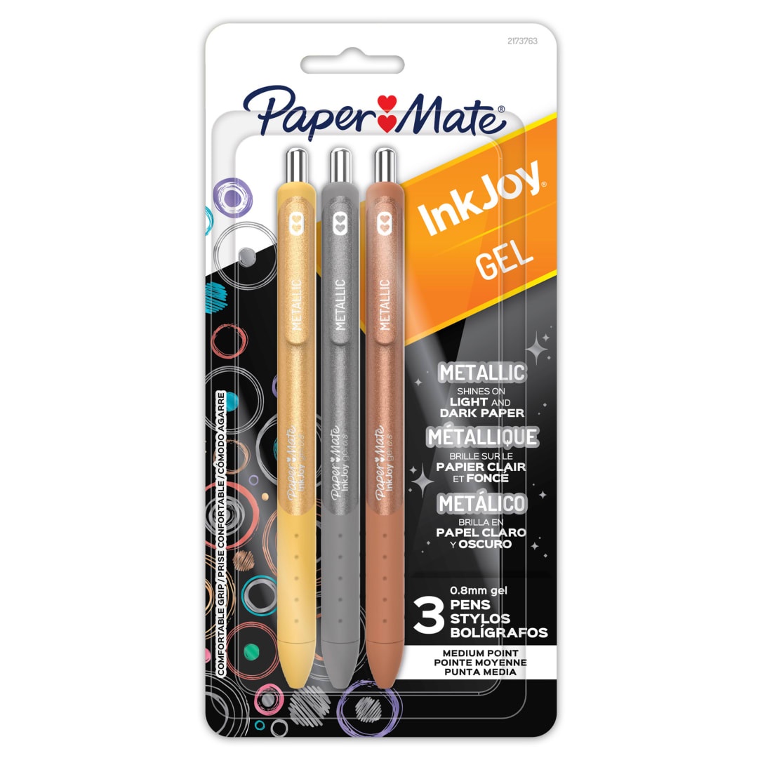 PM IJ GEL METALLIC 0.8MM 3CT ASST REPACK