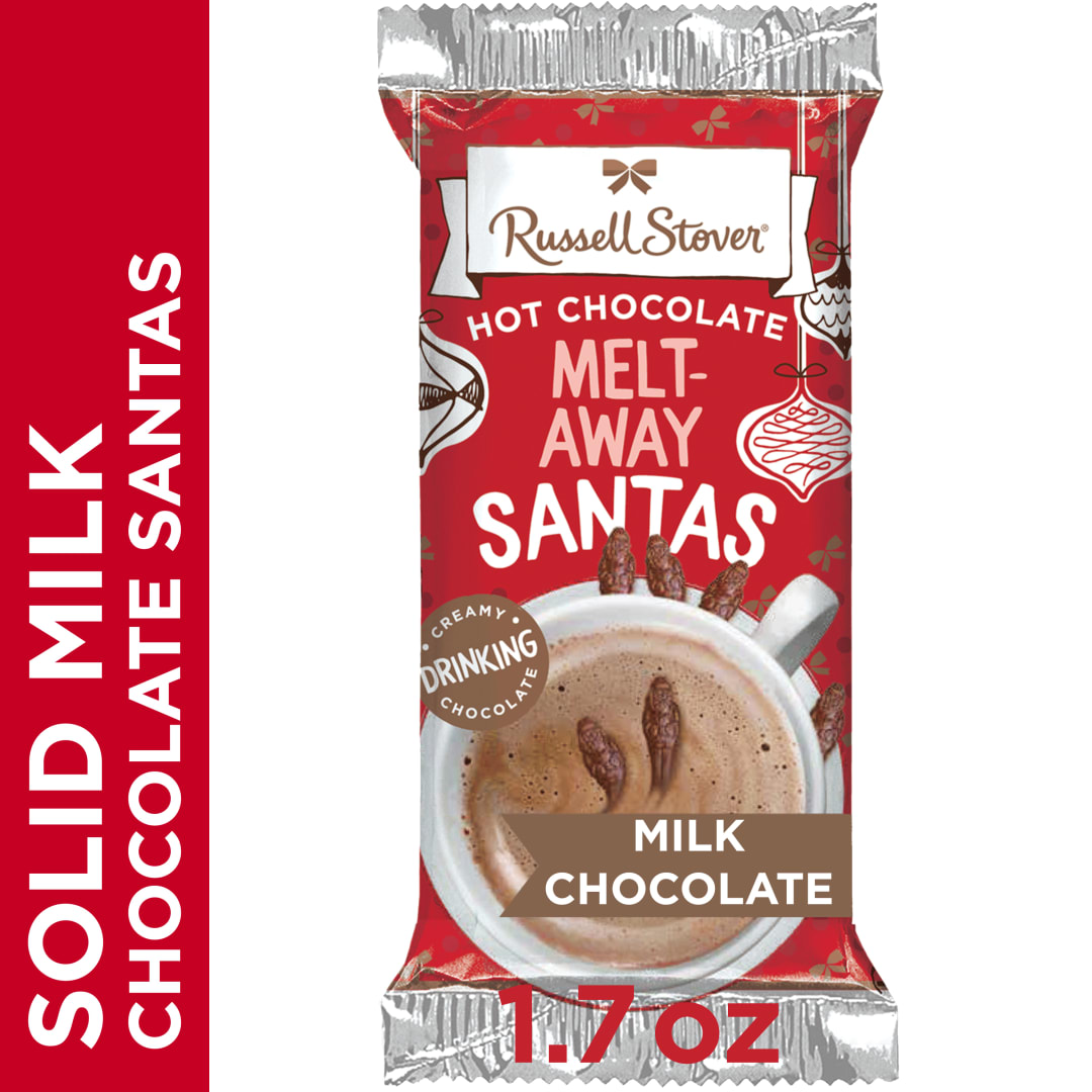 RUSSELL STOVER Christmas Hot Chocolate Melt-Away Milk Chocolate Candy Santas, 1.7 oz.